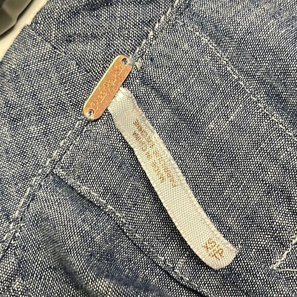 Free People Linen V-Neck Collar Long Sleeve Mini Dress w/ Pockets- Size XS - Picture 14 of 16